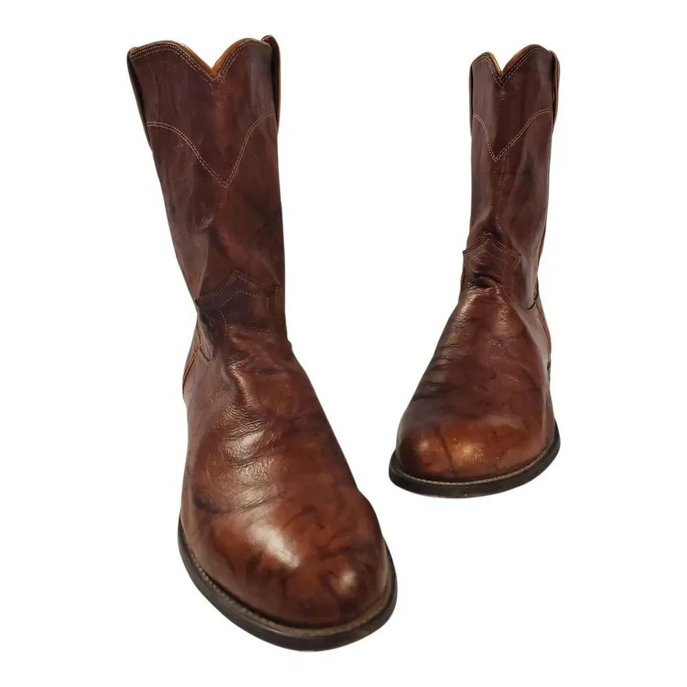 JUSTIN Boots DEERLITE Mens Size 11 Brown Leather Western Cowboy Rodeo 3163